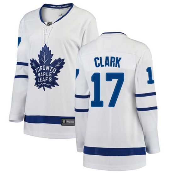 Women's Toronto Maple Leafs 17 Wendel Clark Authentic White Away Fanatics Branded Breakaway NHL Jersey