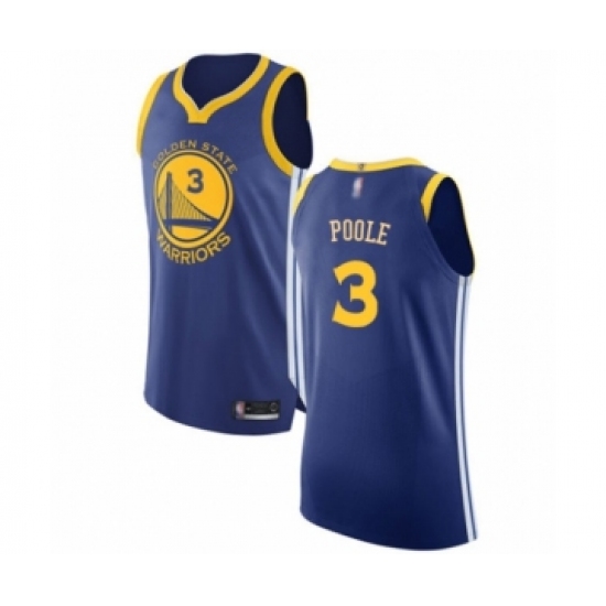 Men's Golden State Warriors 3 Jordan Poole Authentic Royal Blue Basketball Jersey - Icon Edition