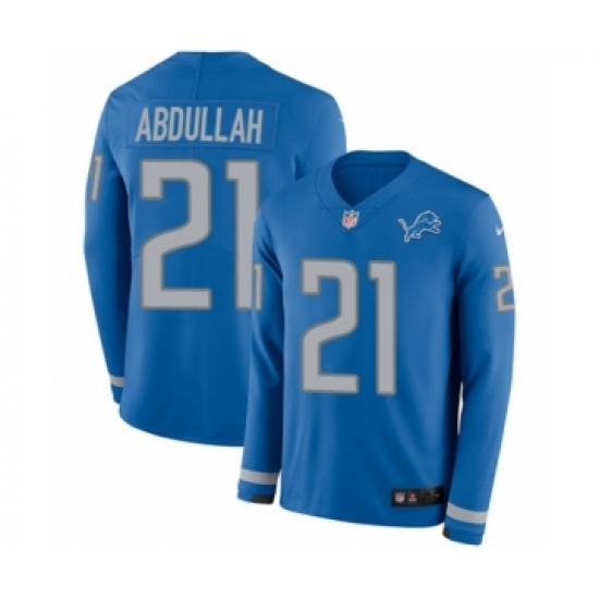 Youth Nike Detroit Lions 21 Ameer Abdullah Limited Blue Therma Long Sleeve NFL Jersey