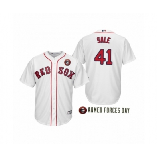 Men'sBoston Red Sox2019 Armed Forces Day Chris Sale 41Chris Sale White Jersey
