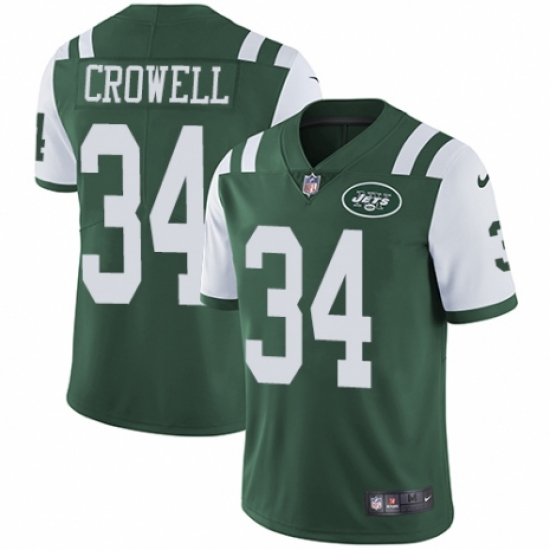 Men's Nike New York Jets 34 Isaiah Crowell Green Team Color Vapor Untouchable Limited Player NFL Jersey