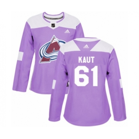 Women's Adidas Colorado Avalanche 61 Martin Kaut Authentic Purple Fights Cancer Practice NHL Jersey