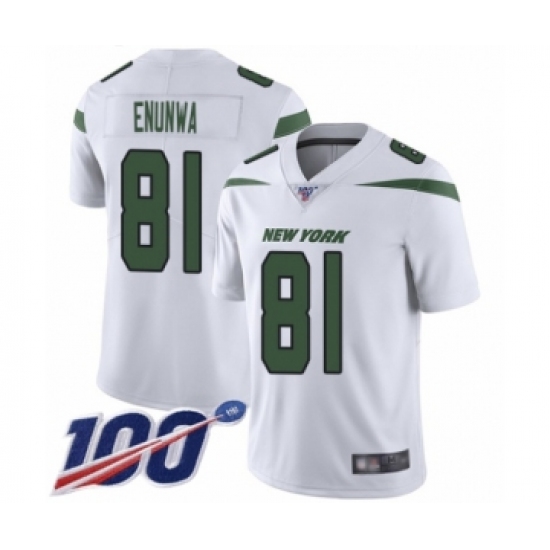 Men's New York Jets 81 Quincy Enunwa White Vapor Untouchable Limited Player 100th Season Football Jersey