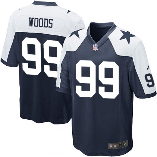 Men's Nike Dallas Cowboys 99 Antwaun Woods Game Navy Blue Throwback Alternate NFL Jersey