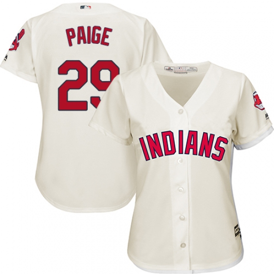 Women's Majestic Cleveland Indians 29 Satchel Paige Authentic Cream Alternate 2 Cool Base MLB Jersey
