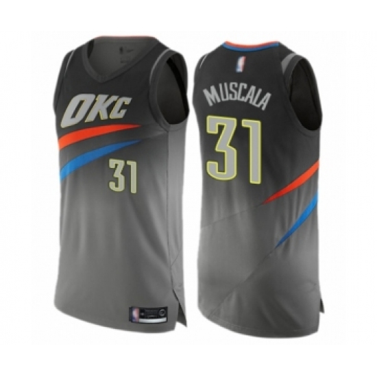 Men's Oklahoma City Thunder 31 Mike Muscala Authentic Gray Basketball Jersey - City Edition