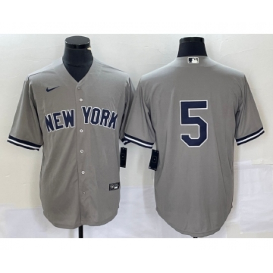 Men's Nike New York Yankees 5 Joe DiMaggio Grey Cool Base Stitched Baseball Jersey