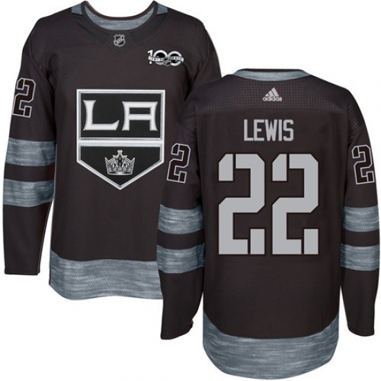 Men's Adidas Los Angeles Kings 22 Trevor Lewis Premier Black 1917-2017 100th Anniversary NHL Jersey