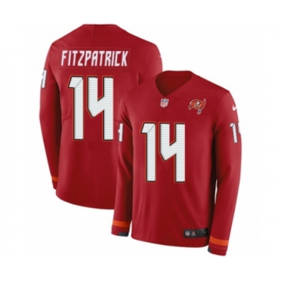 Men's Nike Tampa Bay Buccaneers 14 Ryan Fitzpatrick Limited Red Therma Long Sleeve NFL Jersey