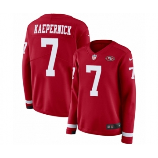 Women's Nike San Francisco 49ers 7 Colin Kaepernick Limited Red Therma Long Sleeve NFL Jersey