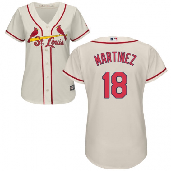 Women's Majestic St. Louis Cardinals 18 Carlos Martinez Replica Cream Alternate Cool Base MLB Jersey