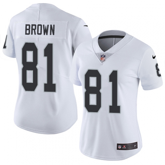Women's Nike Oakland Raiders 81 Tim Brown Elite White NFL Jersey