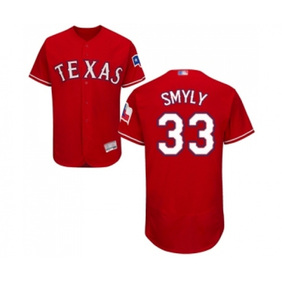 Men's Texas Rangers 33 Drew Smyly Red Alternate Flex Base Authentic Collection Baseball Jersey