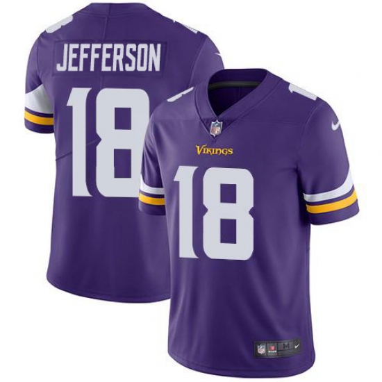 Youth Minnesota Vikings 18 Justin Jefferson Purple Team Color Stitched NFL Vapor Untouchable Limited Jersey