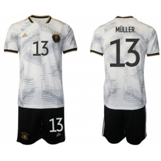 Men's Germany 13 MUller White Home Soccer Jersey Suit