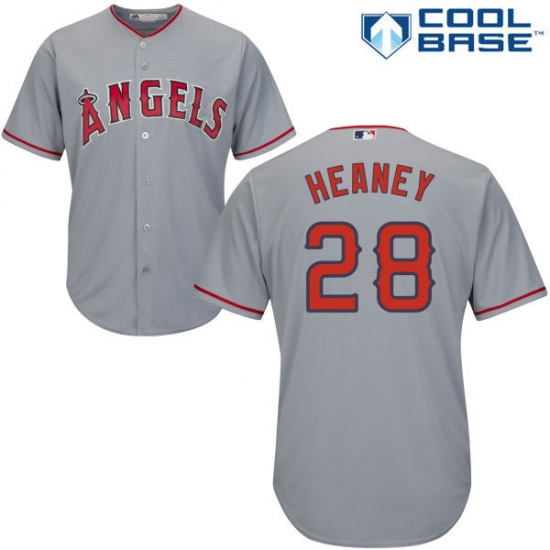 Youth Majestic Los Angeles Angels of Anaheim 28 Andrew Heaney Authentic Grey Road Cool Base MLB Jersey