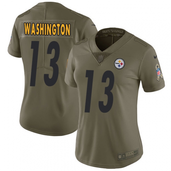 Women's Nike Pittsburgh Steelers 13 James Washington Limited Olive 2017 Salute to Service NFL Jersey