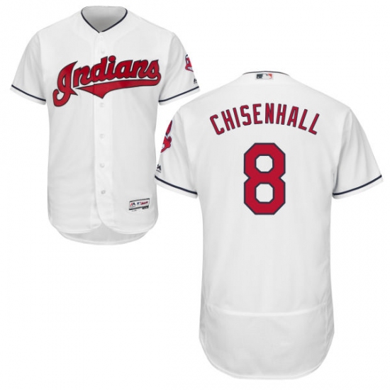 Men's Majestic Cleveland Indians 8 Lonnie Chisenhall White Home Flex Base Authentic Collection MLB Jersey