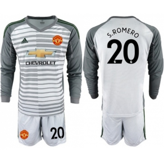 Manchester United 20 S.Romero Grey Goalkeeper Long Sleeves Soccer Club Jersey