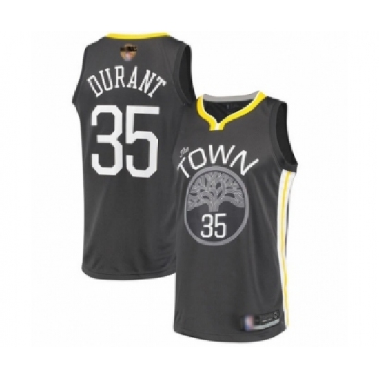 Youth Golden State Warriors 35 Kevin Durant Swingman Black 2019 Basketball Finals Bound Basketball Jersey - Statement Edition