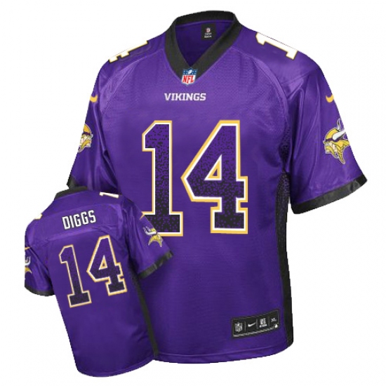 Men's Nike Minnesota Vikings 14 Stefon Diggs Elite Purple Drift Fashion NFL Jersey