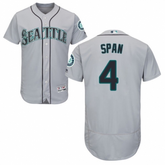 Men's Majestic Seattle Mariners 4 Denard Span Grey Road Flex Base Authentic Collection MLB Jersey