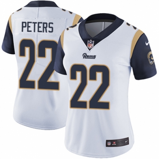 Women's Nike Los Angeles Rams 22 Marcus Peters White Vapor Untouchable Limited Player NFL Jersey