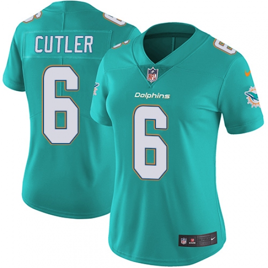 Women's Nike Miami Dolphins 6 Jay Cutler Aqua Green Team Color Vapor Untouchable Limited Player NFL Jersey