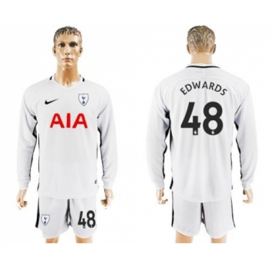 Tottenham Hotspur 48 Edwards Home Long Sleeves Soccer Club Jersey