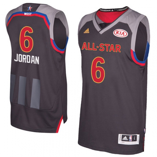 Men's Adidas Los Angeles Clippers 6 DeAndre Jordan Authentic Charcoal 2017 All Star NBA Jersey