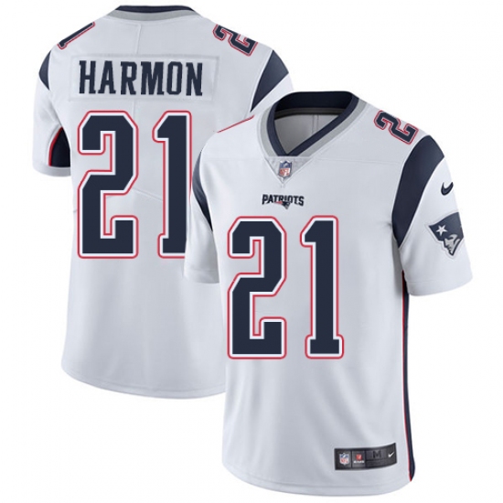 Men's Nike New England Patriots 21 Duron Harmon White Vapor Untouchable Limited Player NFL Jersey