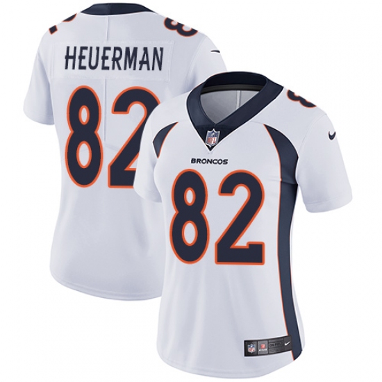 Women's Nike Denver Broncos 82 Jeff Heuerman White Vapor Untouchable Limited Player NFL Jersey