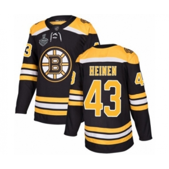 Men's Boston Bruins 43 Danton Heinen Authentic Black Home 2019 Stanley Cup Final Bound Hockey Jersey