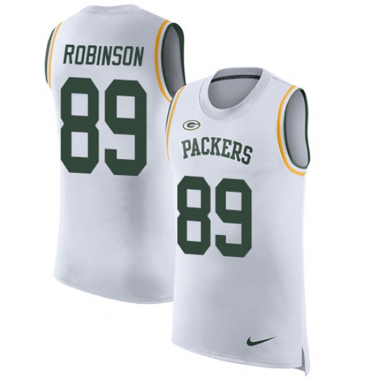 Men's Nike Green Bay Packers 89 Dave Robinson Limited White Rush Player Name & Number Tank Top NFL Jersey