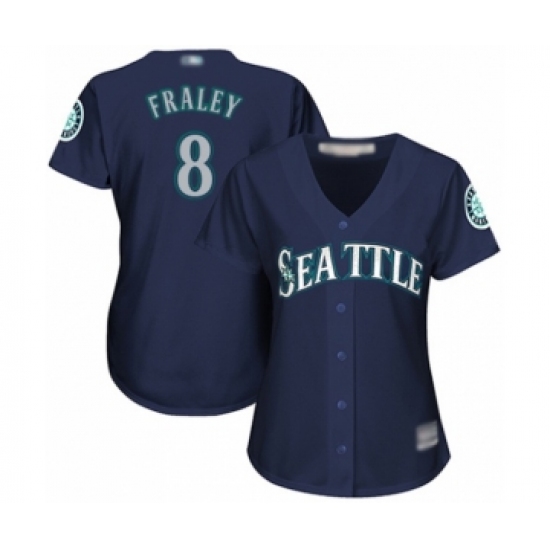 Women's Seattle Mariners 8 Jake Fraley Authentic Navy Blue Alternate 2 Cool Base Baseball Player Jersey