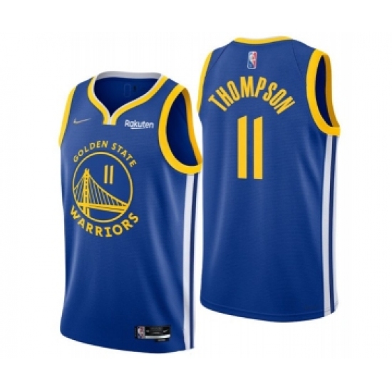 Men's Golden State Warriors 11 Klay Thompson 2022 Royal 75th Anniversary Stitched Jersey