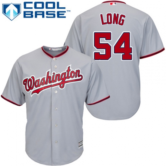 Youth Majestic Washington Nationals 54 Kevin Long Authentic Grey Road Cool Base MLB Jersey