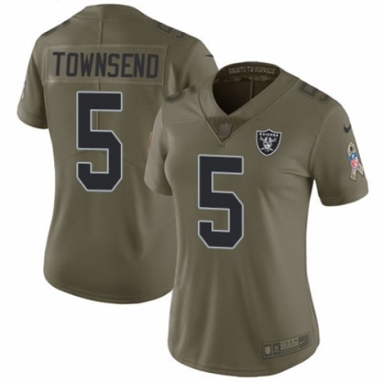 Women's Nike Oakland Raiders 5 Johnny Townsend Limited Olive 2017 Salute to Service NFL Jersey