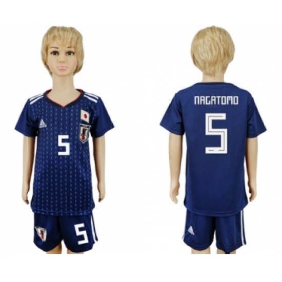 Japan 5 Nagatomo Home Kid Soccer Country Jersey