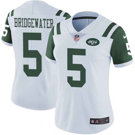 Women's Nike New York Jets 5 Teddy Bridgewater White Vapor Untouchable Limited Player NFL Jersey