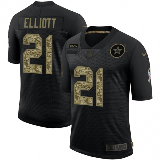 Men's Dallas Cowboys 21 Ezekiel Elliott Camo 2020 Salute To Service Limited Jersey