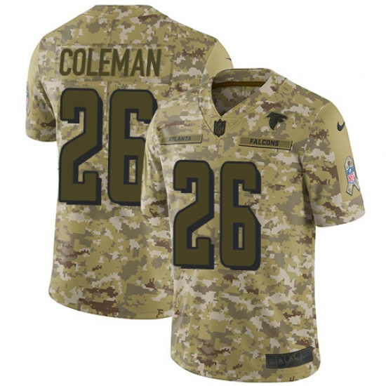 Men's Nike Atlanta Falcons 26 Tevin Coleman Limited Camo 2018 Salute to Service NFL Jersey