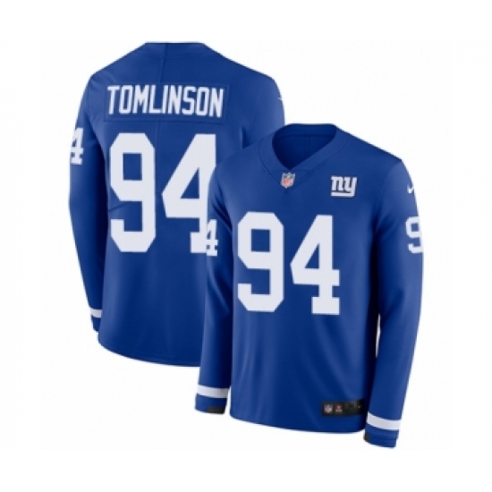 Men's Nike New York Giants 94 Dalvin Tomlinson Limited Royal Blue Therma Long Sleeve NFL Jersey