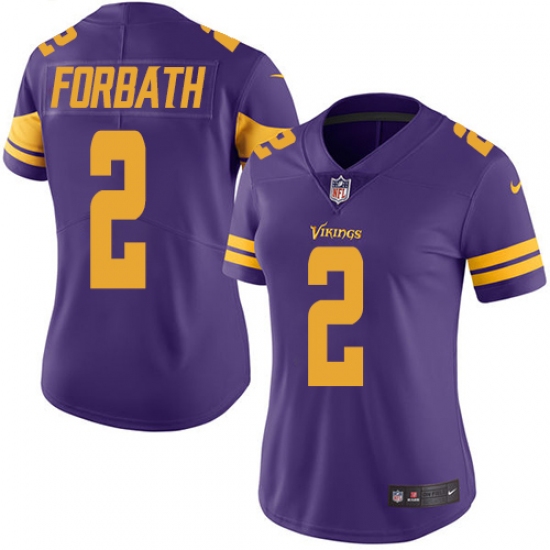 Women's Nike Minnesota Vikings 2 Kai Forbath Limited Purple Rush Vapor Untouchable NFL Jersey