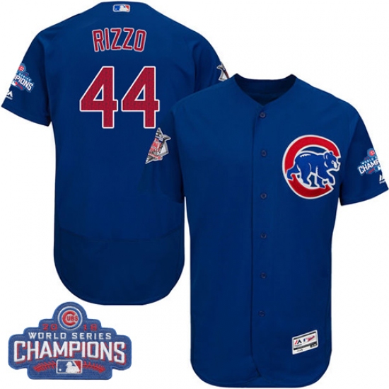 Men's Majestic Chicago Cubs 44 Anthony Rizzo Royal Blue 2016 World Series Champions Flexbase Authentic Collection MLB Jersey