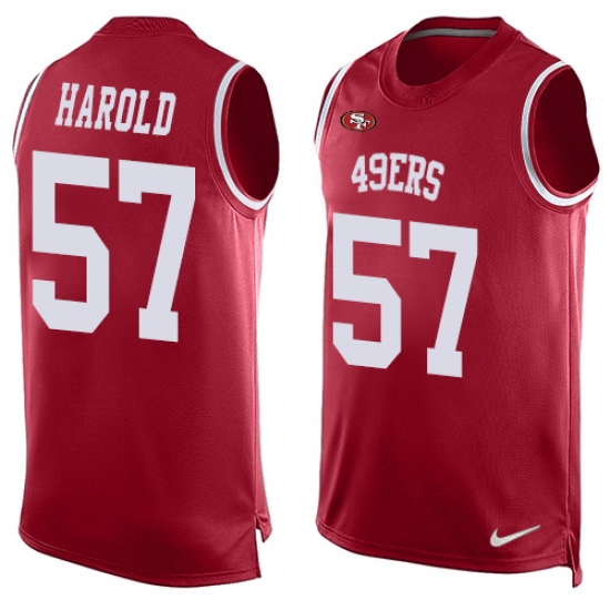 Men's Nike San Francisco 49ers 57 Eli Harold Limited Red Player Name & Number Tank Top NFL Jersey