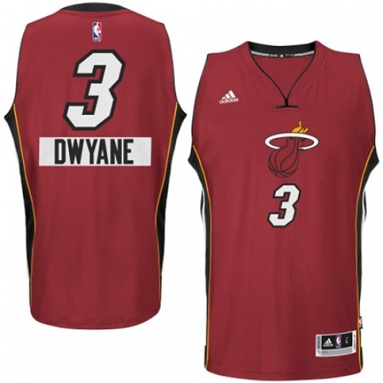 Men's Adidas Miami Heat 3 Dwyane Wade Authentic Red 2014-15 Christmas Day NBA Jersey