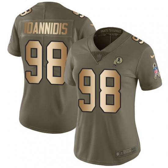 Women's Nike Washington Redskins 98 Matt Ioannidis Limited Olive Gold 2017 Salute to Service NFL Jersey
