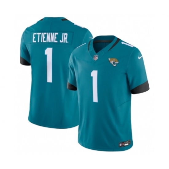Men's Jacksonville Jaguars 1 Travis Etienne Jr. Teal Vapor Untouchable Limited Stitched Jersey