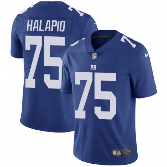 Men's Nike New York Giants 75 Jon Halapio Royal Blue Team Color Vapor Untouchable Limited Player NFL Jersey
